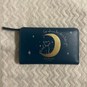 RADLEY LONDON Blue Wallet with Gold Moon Design